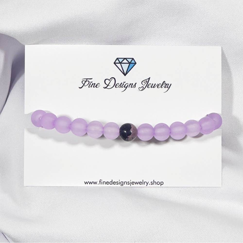💜Purple Cracked Jasper & Purple Glass Bracelet💜
